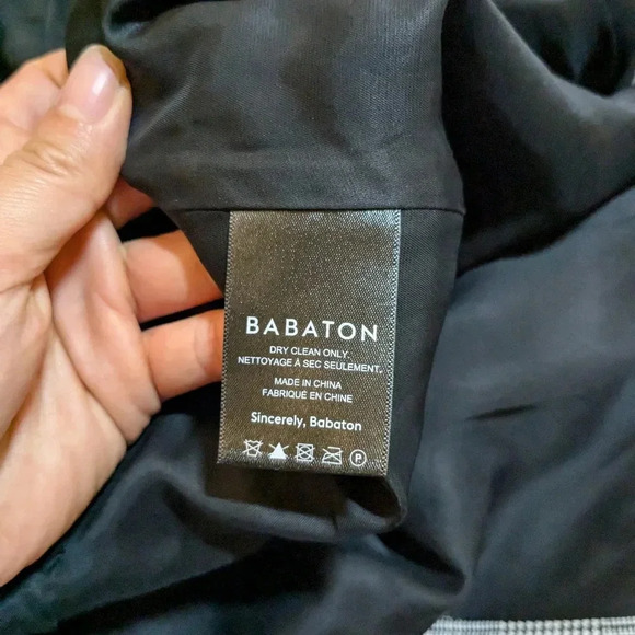 Aritzia Babaton Samuel Blazer Houndstooth Plaid Black White 00 Double Breasted - Picture 11 of 12